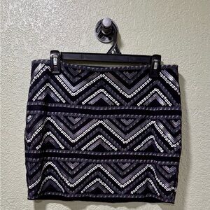 Express Black and White Chevron Pencil Skirt